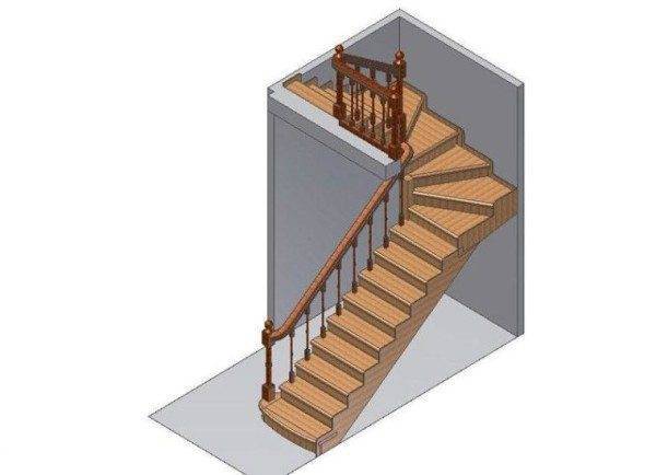Лестница с площадкой на второй этаж