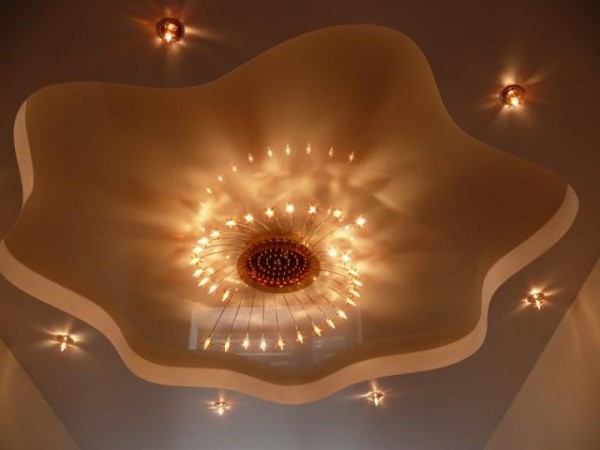Дизайн потолка со светильником