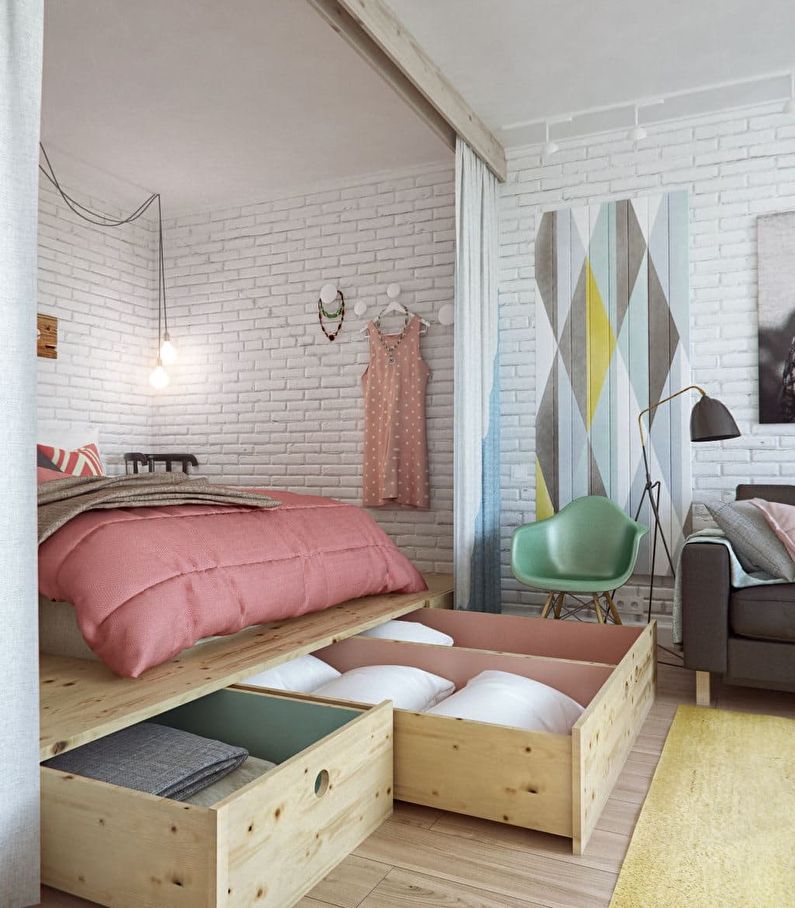 Дизайн маленькой спальни гостиной