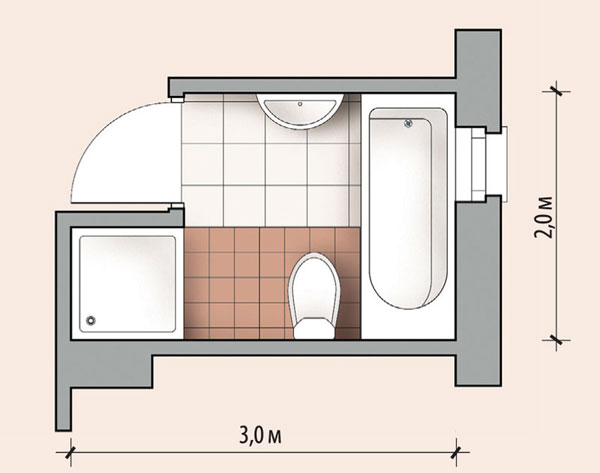 Ванная комната 5,2 кв м