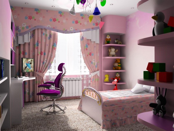 Дизайн детской комнаты для девочки с минимумом техники