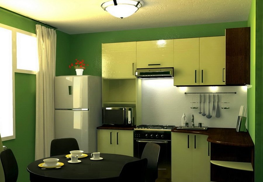 зелёные стены на кухне