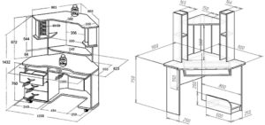 Чертежи угловых компьютерных столов