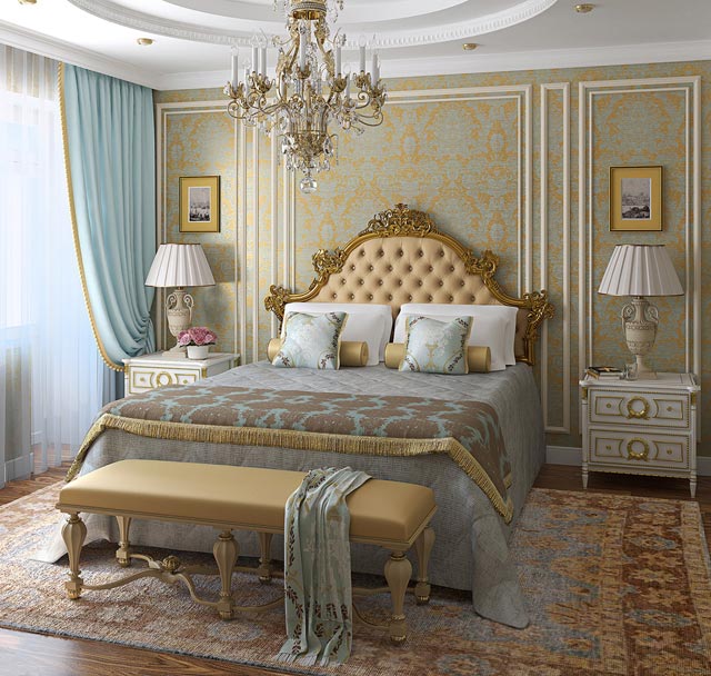 Роскошный интерьер классической спальни