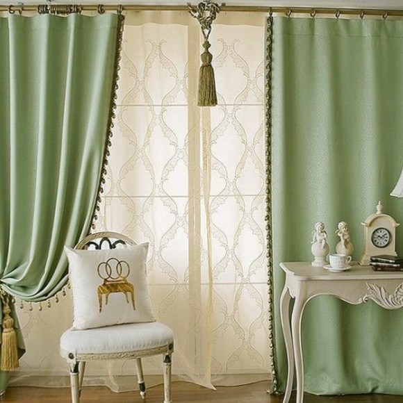 solid-green-color-elegant-blackout-living-room-curtains