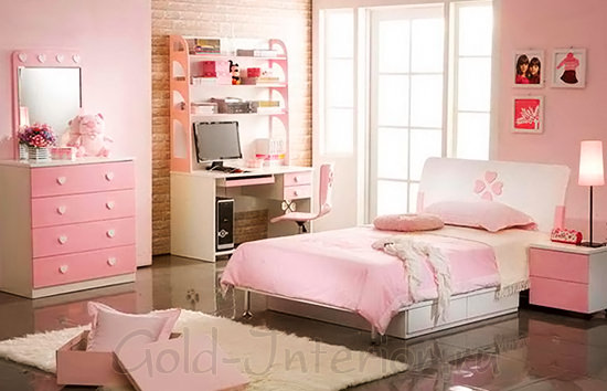 Розовый интерьер девичьей спальни
