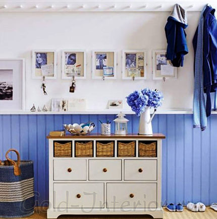 Синий + белый + плетёные корзинки = средиземноморский стиль