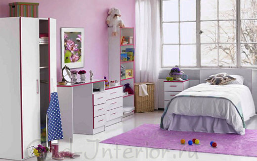 Сиреневый + белый цвет в комнате для девочки 10-12 лет