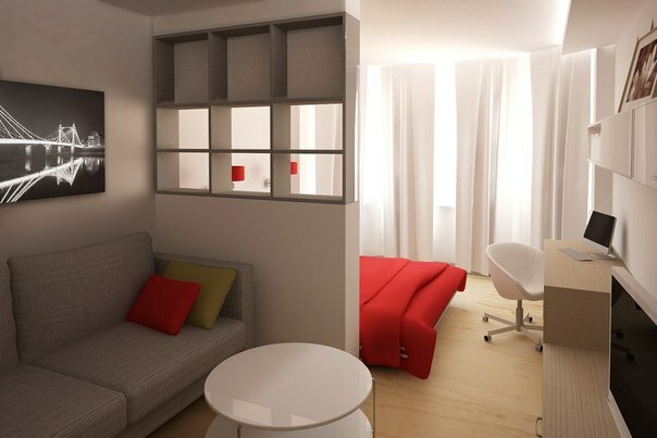 Дизайн спальни гостиной в светлых тонах