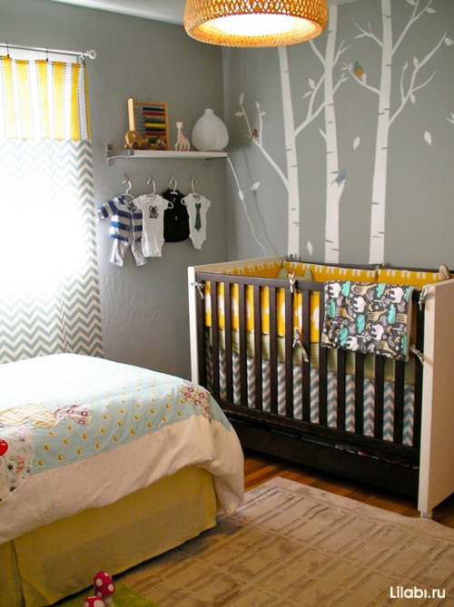 Дизайн детской комнаты для мальчика с рисунками на стенах