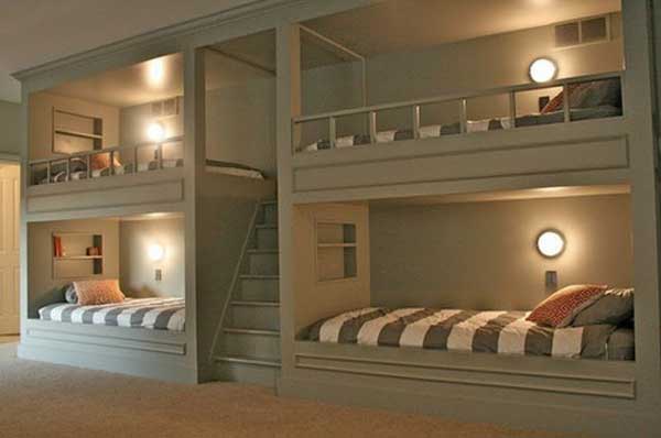 Двухъярусные стационарные кровати на 4 спальных места