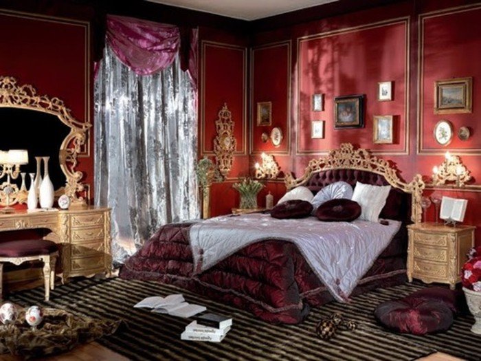 роскошная спальня, спальня в стиле барокко