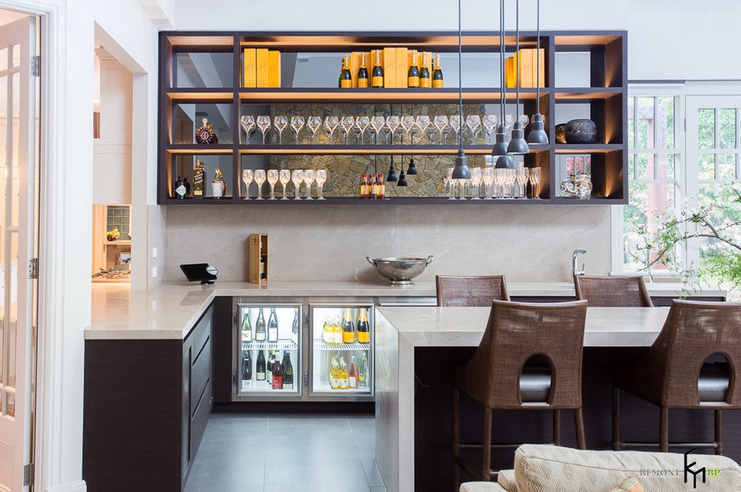100 лучших идей дизайна с барной стойкой: проекты кухни, гостиной на фото