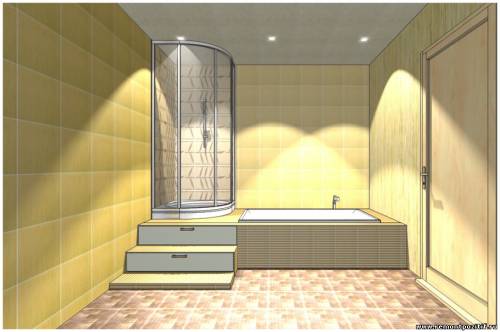 Подиумная конструкция в ванной комнате