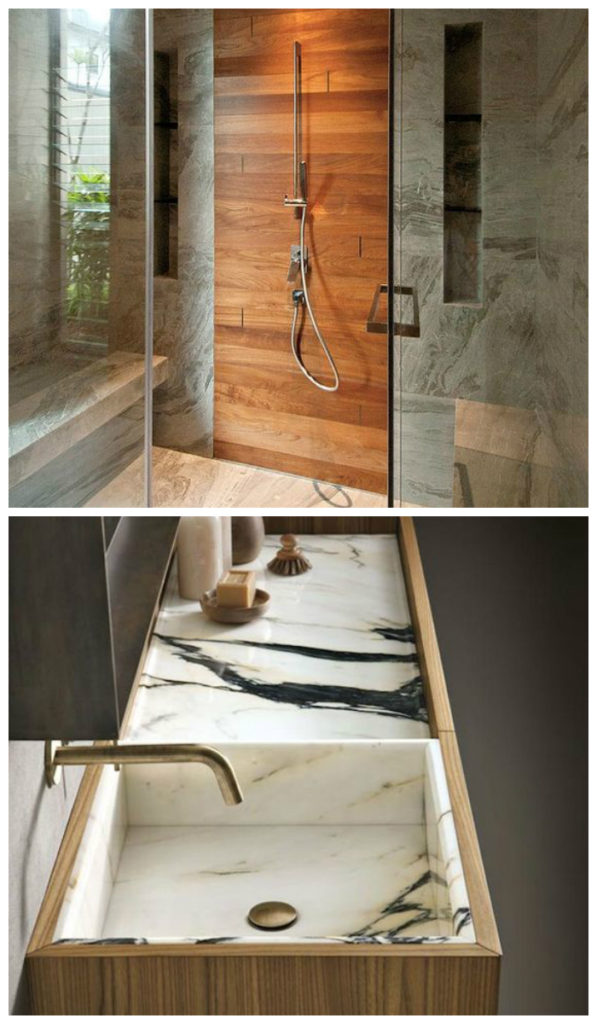 Дизайн ванной 2017: отделка натуральными материалами