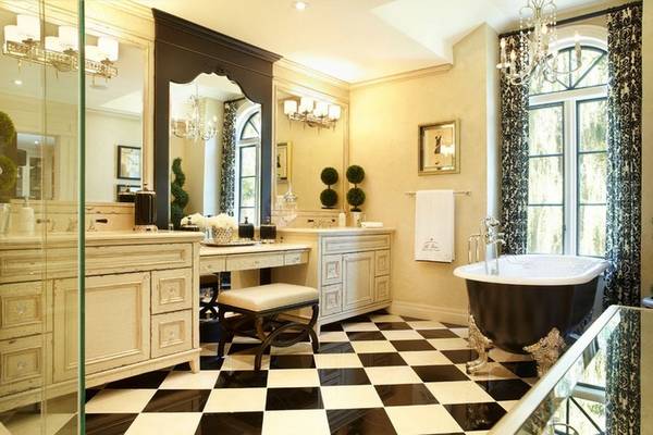 интерьер ванной комнаты в классическом стиле, фото 5