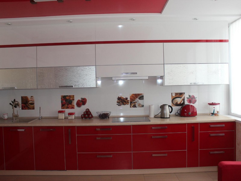 Дизайн красно белой кухни (85 реальных фото)