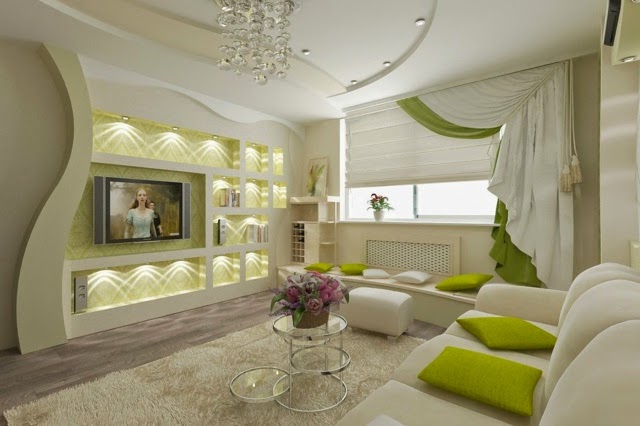Современный дизайн потолков из гипсокартона отлично подойдет для интерьера в любой комнате