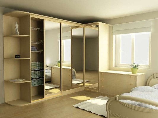 Красивой и ухоженной гостиная будет смотреться благодаря наличию в комнате стильного углового шкафа