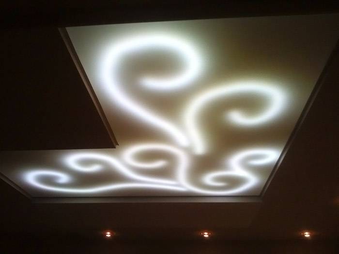 Фото парящего натяжного потолка с оригинальной подсветкой