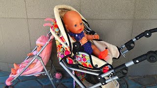 Кукла Беби Бон ПРОГУЛКА С КОЛЯСКАМИ Walking with a Baby Born doll pram