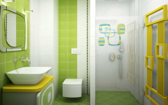 Зонирование ванной комнаты с помощью перегородки