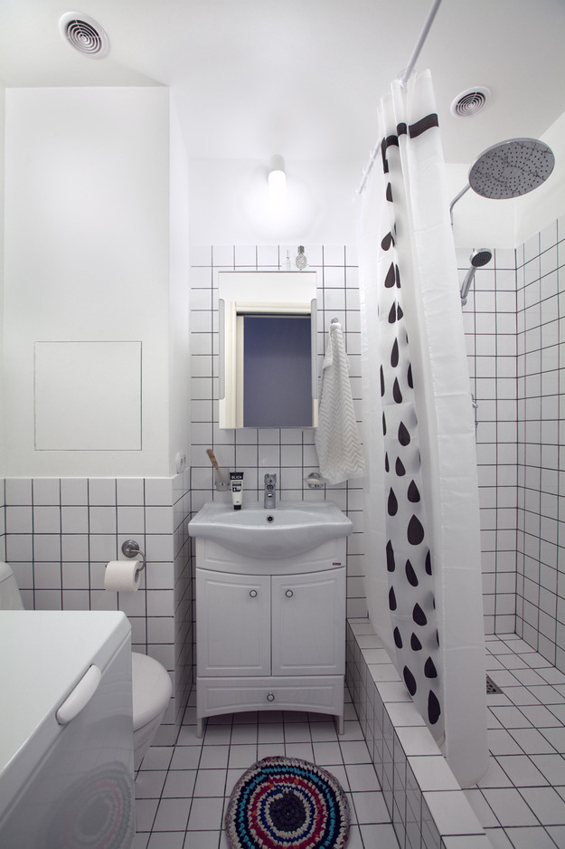 Интерьер ванной в чёрно-белом цвете