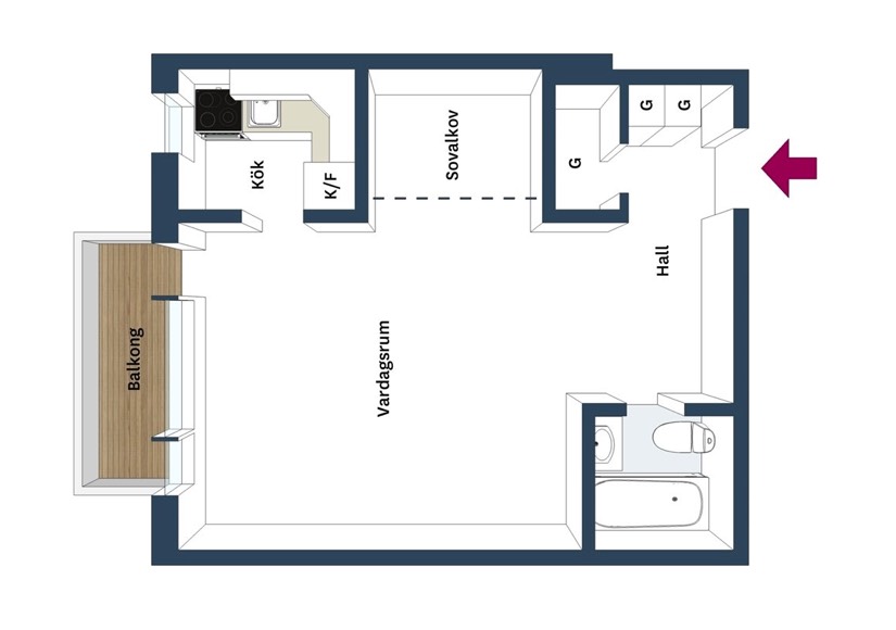 Планировка квартиры-студии со спальней под потолком