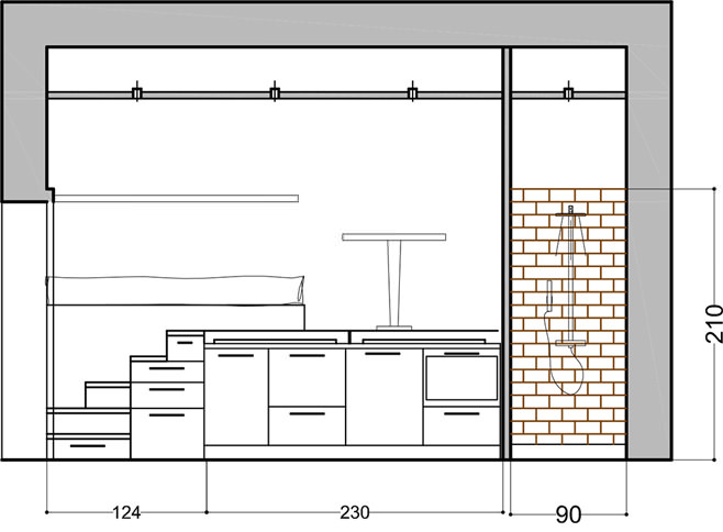 Схема небольшой квартиры-студии в Милане