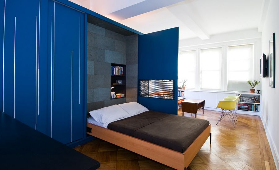 Раскладная кровать в дизайне маленькой квартиры