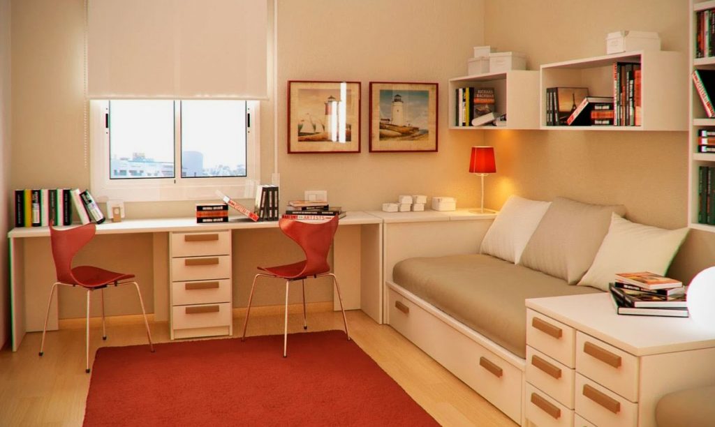 Стильный дизайн комнаты мальчика подростка с кроватью в интерьере