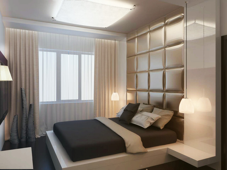Дизайнерский проект спальни в квартире привычной многоэтажки Подмосковья.