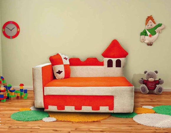 Оранжевая мягкая мебель для детсткой комнаты