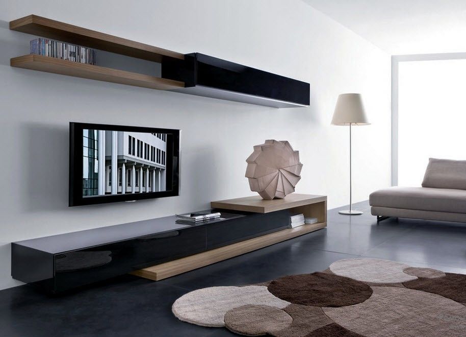 Стильная корпусная мебель современного стиля в гостиной комнате
