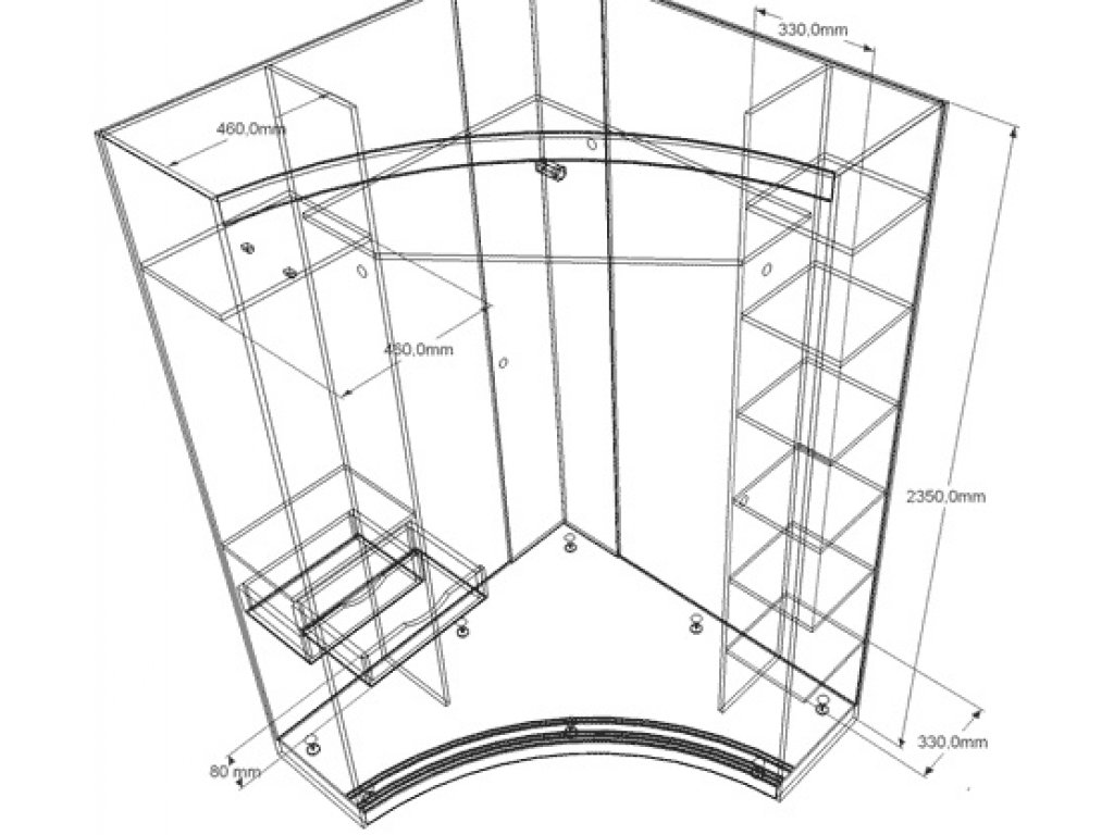 Радиусный вогнутый шкаф