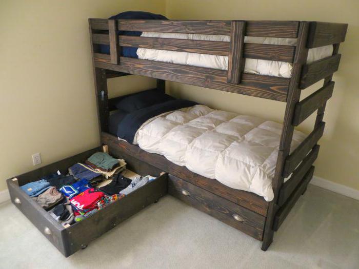 Кровать из двух практичных ярусов с ящиками