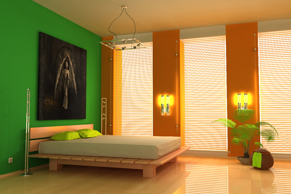 Здесь мы видим пример использования взаимодополняющих цветов: оранжевого и зеленого.