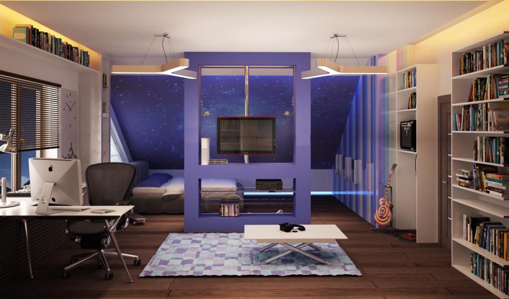 Комната для мальчика подростка в космическом стиле