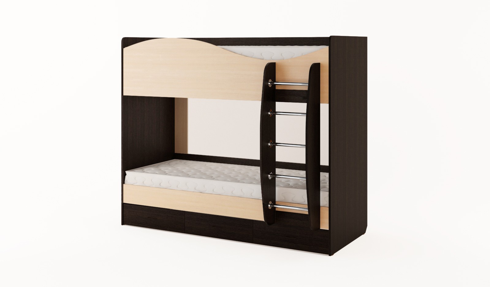 Бежево-черная двухъярусная кровать для детской комнаты