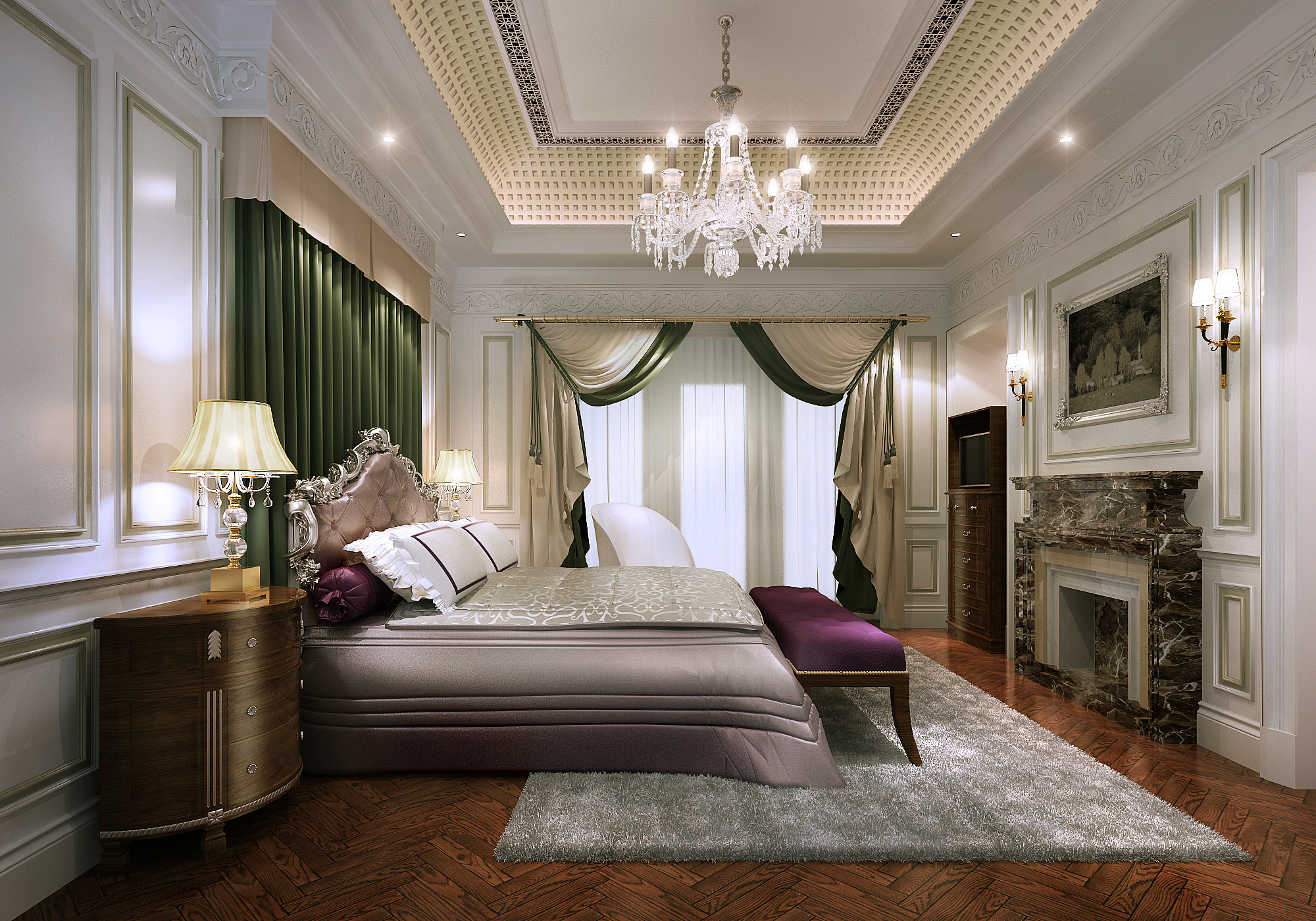 Красивая мебель в спальне в классическом стиле