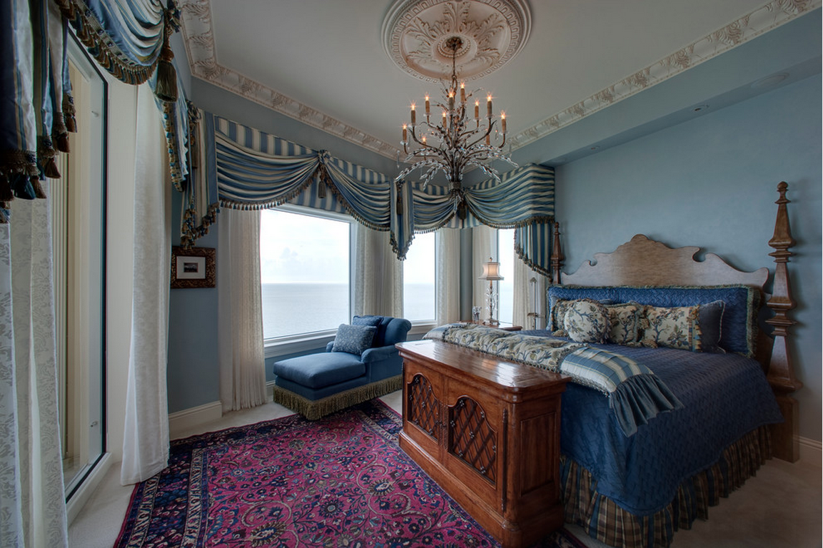 Синяя спальня в стиле ампир