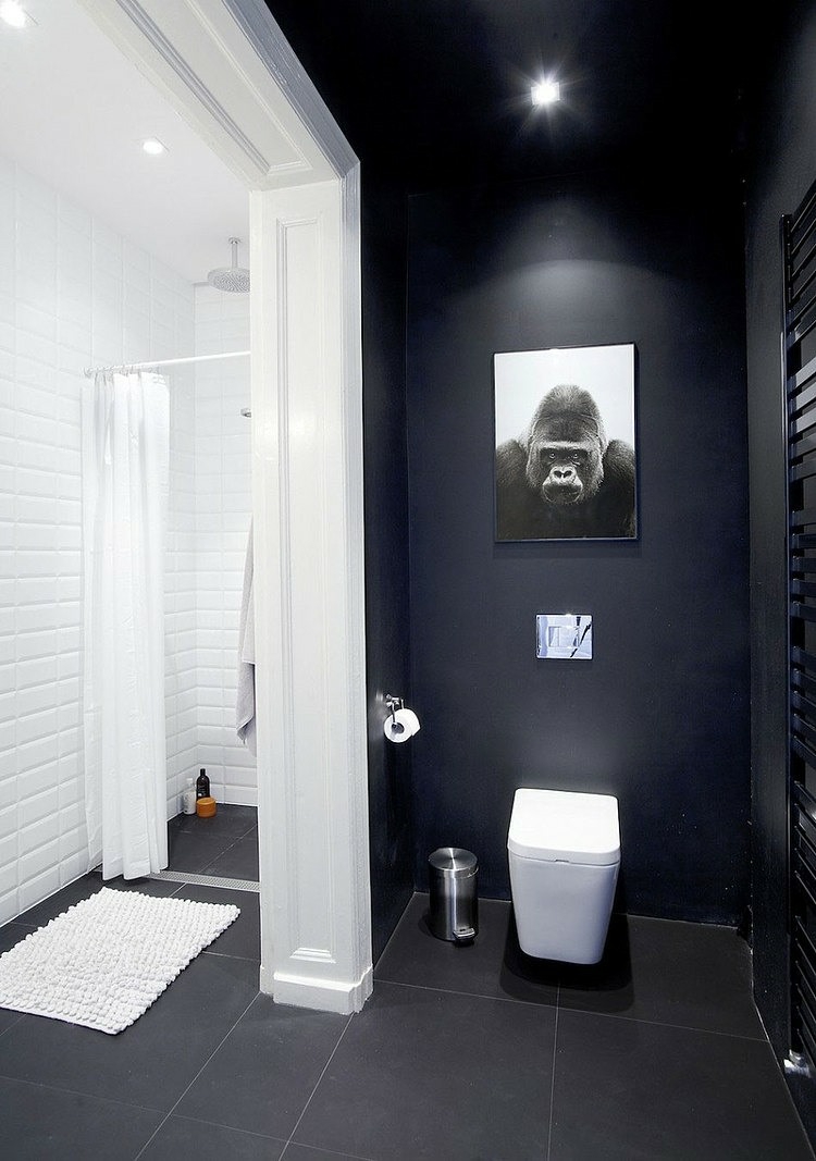Покраска стен в ванной в черный цвет