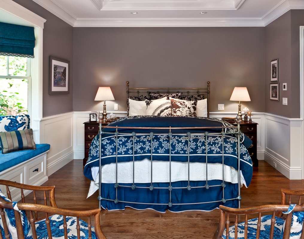 Серо-синяя спальня
