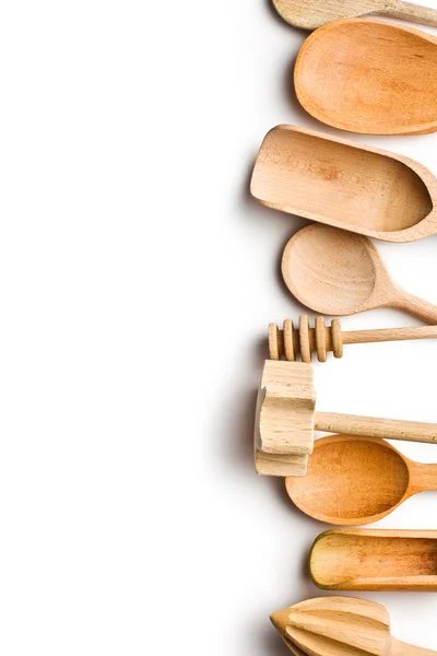 Граница деревянной кухонной посуды — стоковое фото