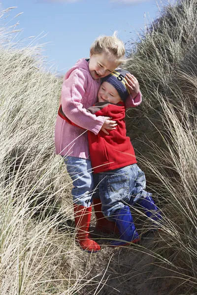 Брат и сестра обнимая — стоковое фото
