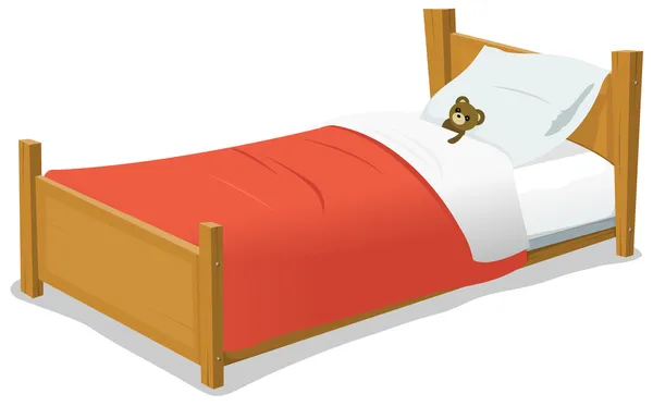 Мультфильм кровать с мишкой — стоковый вектор