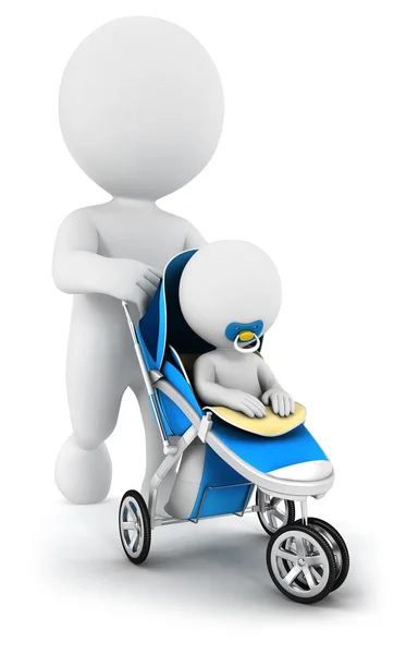 3D white, отведя ребенка в коляске — стоковое фото