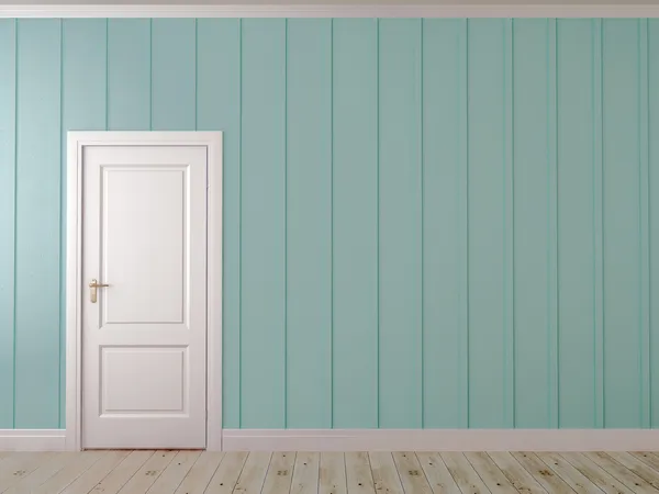 Синяя стена с дверью — стоковое фото