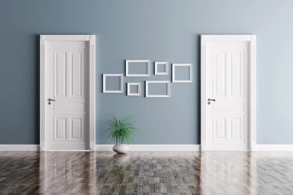 Интерьер с двумя дверями и рамы — стоковое фото