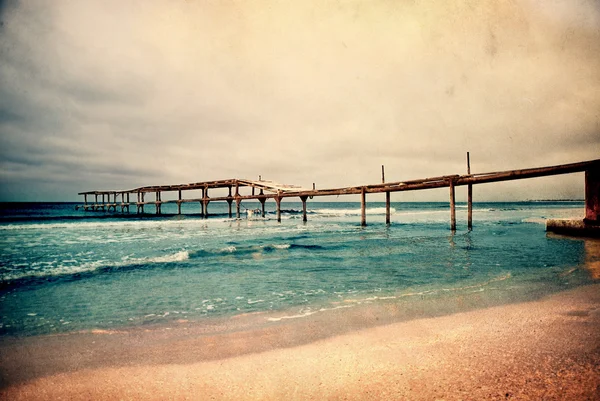 Деревянные pier.retro стиль рисунка — стоковое фото